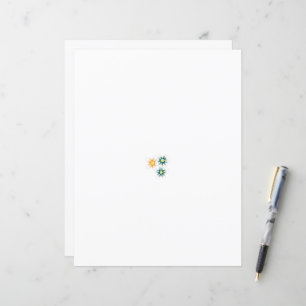 Papier trois fleurs aux pétales verts et oranges