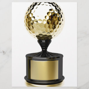Papier Trophée d'or avec balle de golf