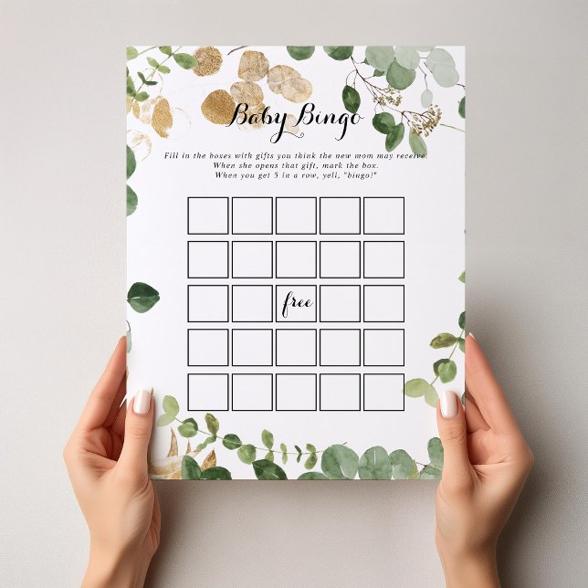 Papier Tropical Gold Green Foliage Baby Bingo Douche Jeu (Créateur téléchargé)