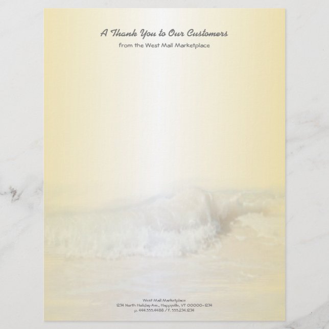 Papier Tropical Gold Ocean Waves Business Stationery (Devant)
