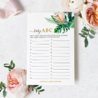 Tropical Green Shower Baby ABC Game Card