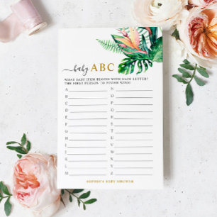 Papier Tropical Green Shower Baby ABC Game Card