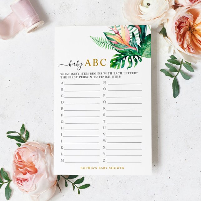 Papier Tropical Green Shower Baby ABC Game Card (Créateur téléchargé)
