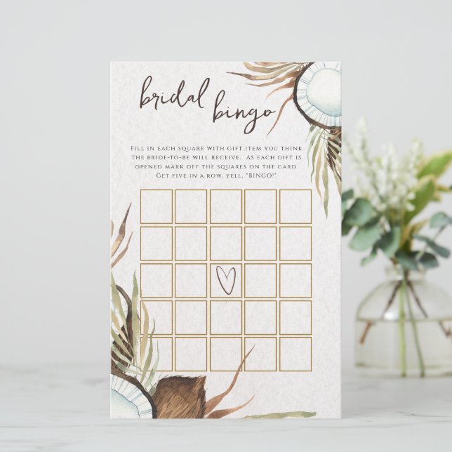 Papier Tropical Hawaiian Floral nuptiale jeu de bingo (Debout devant)