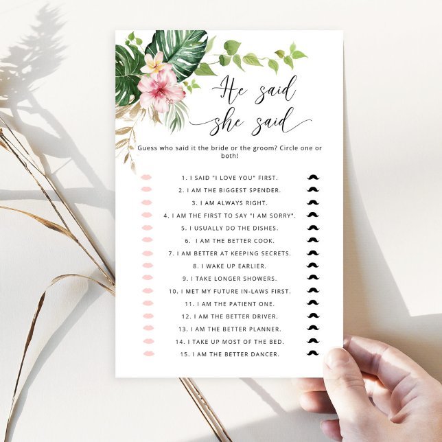 Papier Tropical Il dit qu'elle a dit jeu de douche de nup (Créateur téléchargé)