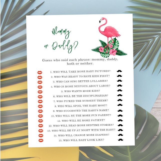 Papier Tropical - jeu de baby shower maman ou papa (Créateur téléchargé)