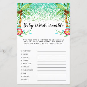 Papier Tropical Luau Aquarelle Parties scintillant Mot Sc