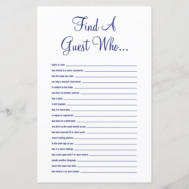 Papier Trouvez le jeu de baby-shower pour la mariée bleu  (Devant)