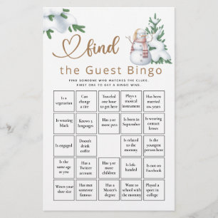 Papier Trouvez Le Jeu Du Baby shower D'Hiver De Bingo Inv