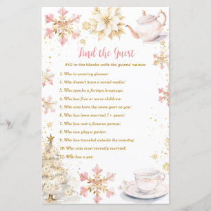 Papier Trouvez l'invité Baby Shower Pink Winter Tea Party