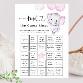 Papier Trouvez L'Invité Bingo Girl's Elephant & Flower Ga