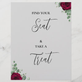 Papier Trouvez Votre Siège Et Prenez Une Treat Red Rose W