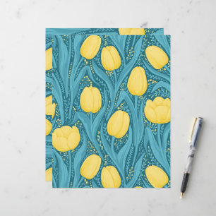 Papier Tulipes en bleu et jaune