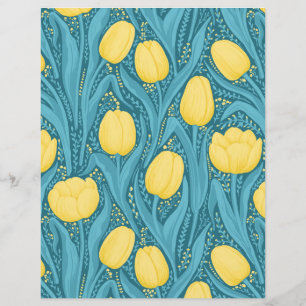 Papier Tulipes en bleu et jaune