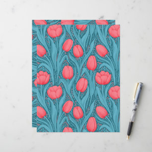 Papier Tulipes en bleu et rouge