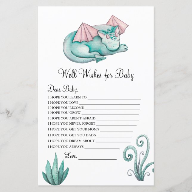 Papier Turquoise Dragon Well Wives for Baby Game (Devant)
