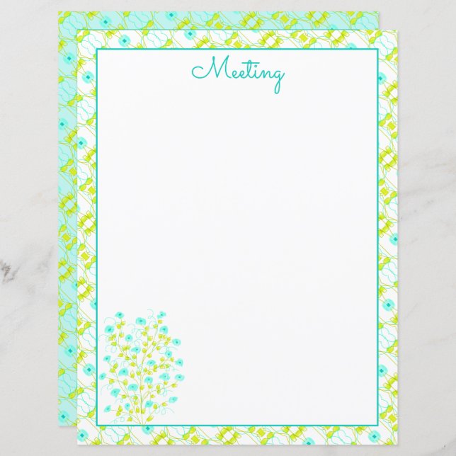 Papier Turquoise Et Vert Lime (Devant / Derrière)