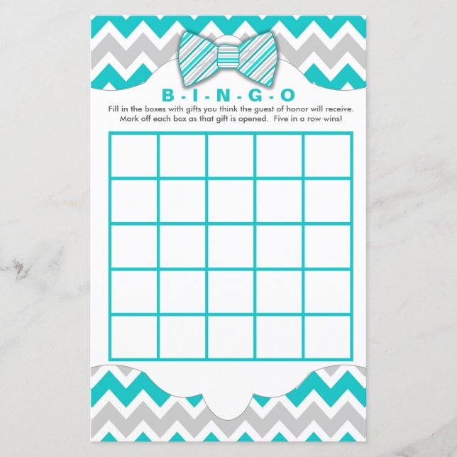 Papier Turquoise gris Bingo sac à main garçon jeux baby s (Devant)