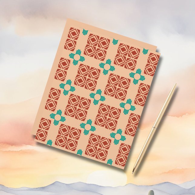 Papier Turquoise Zia Tribal Brown Tan (Créateur téléchargé)