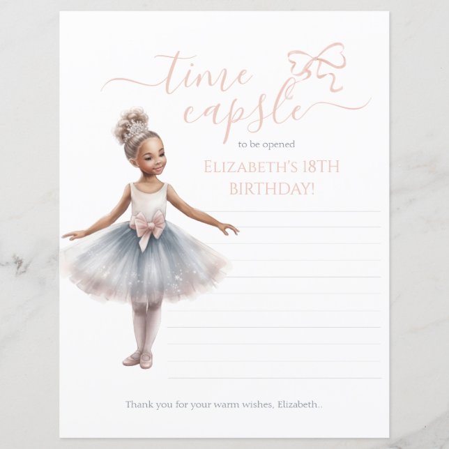Papier Tutu Cute Elegant Ballerina Anniversaire Heure Cap (Devant)