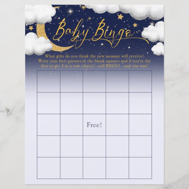 Papier Twinkle Little Star Baby shower Baby Bingo Jeu (Devant)