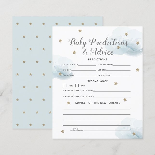 Papier Twinkle Little Star Blue Baby Prédictions et conse (Devant / Derrière)