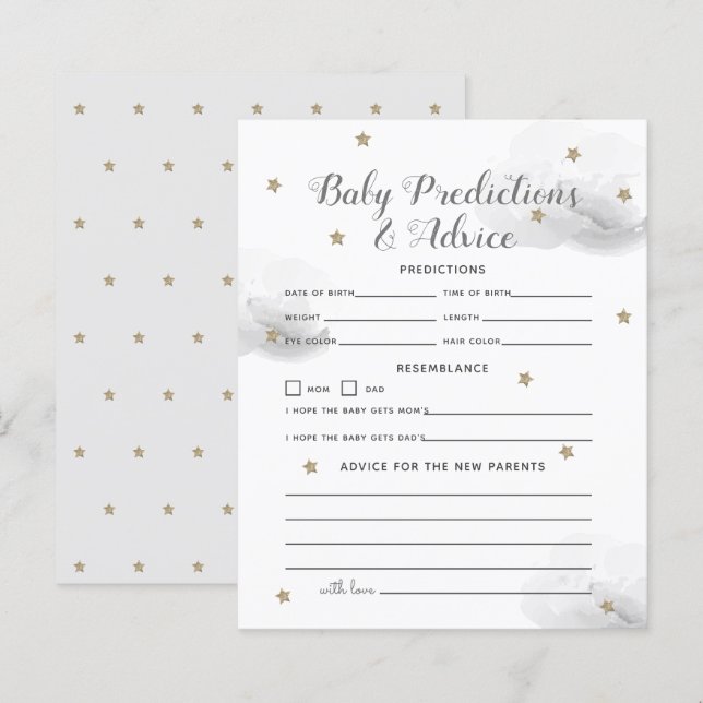 Papier Twinkle Little Star Grey Baby Prédictions et conse (Devant / Derrière)