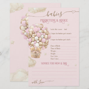 Papier Twins Bear Balloons rose Bébé Fille Douche Jeu