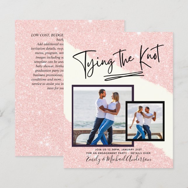 Papier Tying The Knot - Photo Engagement Party Invitation (Devant / Derrière)
