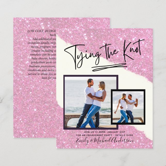 Papier Tying The Knot - Photo Engagement Party Invitation (Devant / Derrière)
