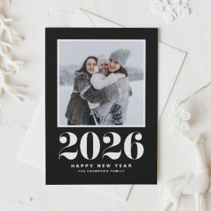 Papier Typographie 2025 Black Happy New Year Photo