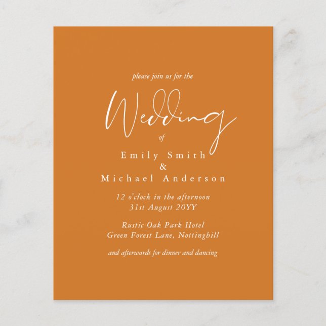 Papier Typographie de mariage économique à la cannelle et (Devant)