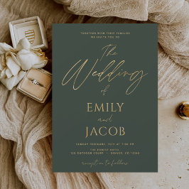 Papier Typographie Mariage en or Emerald Green