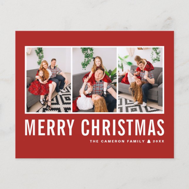 Papier Typographie moderne Red Photo Collage Noël (Devant)