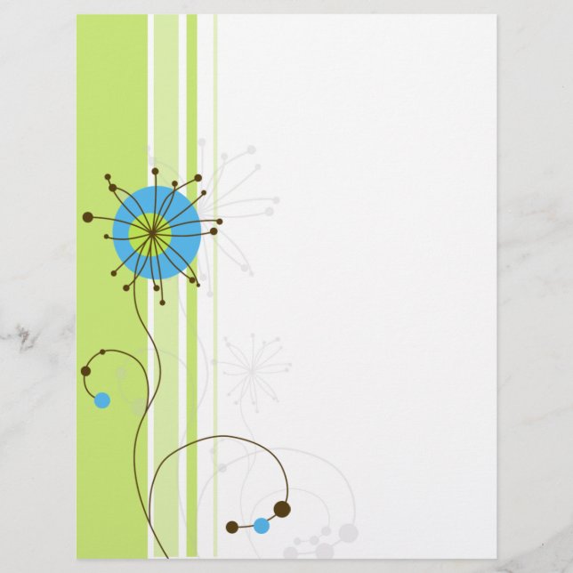 Papier Typographie moderne simple à fleurs verte (Devant)