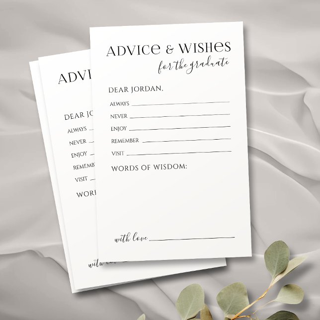 Papier Typographie noire Moderne Conseils et souhaits des (Black Typography Modern Graduate advice & wishes)