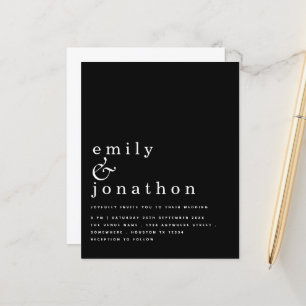 Papier Typographie simple Mariage noir blanc