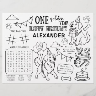 Papier Un an d'or Rétriever Activité Set de table