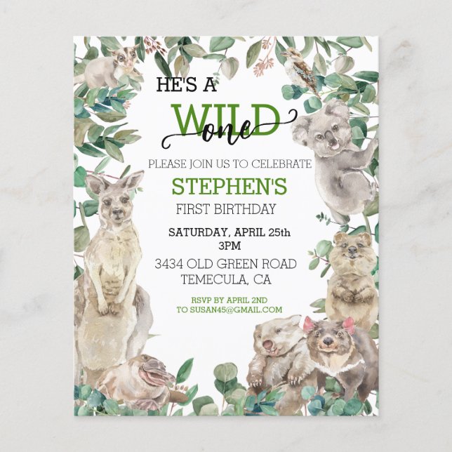 Papier Un Anniversaire sauvage Animaux australiens (Devant)