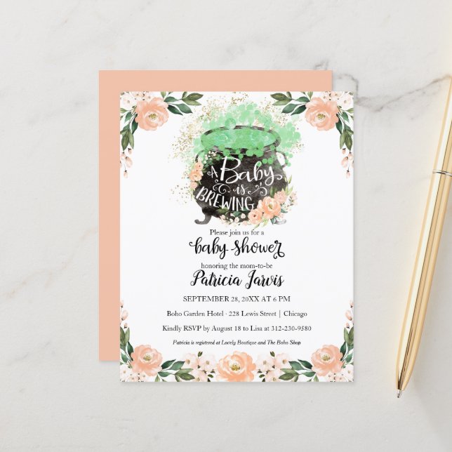 Papier Un bébé brasse une invitation budgétaire Baby show (Devant/Arrière en situation)