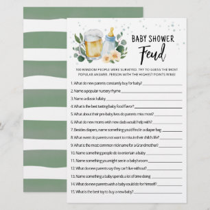 Papier Un bébé verdoyant brasse un Baby shower féodé jeu