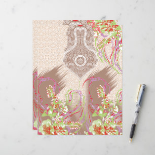 Papier un design de vase rouge avec des fleurs dessus