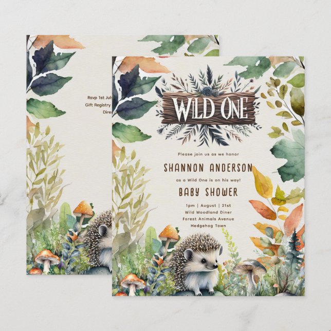 Papier Un hérisson sauvage Baby Woodland Animaux (Devant / Derrière)