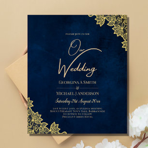 Papier Un mariage tout en 1 en dentelle d'or invite QR Co