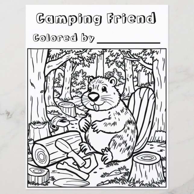 Papier Un mignon castor ou un boisé dans les bois (Devant)
