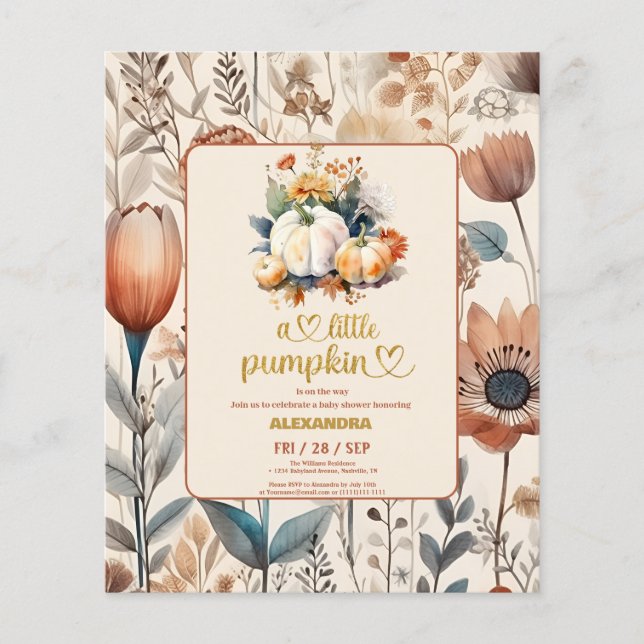 Papier Un petit baby shower citrouille (Devant)