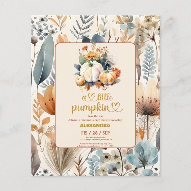 Papier Un petit baby shower citrouille (Devant)