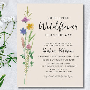 Papier Un Petit Baby shower Fleur sauvage Invitation Budg