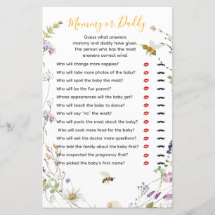 Papier Un petit miel abeille Fleur sauvage maman ou papa