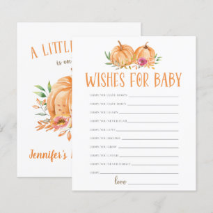 Papier Un petit potiron floral aquarelle vœux pour bébé